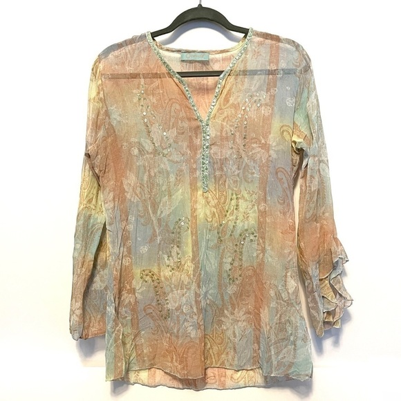 Pastel print sheer blouse - Picture 1 of 6